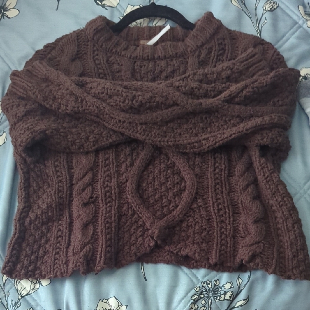 Free People Cable Knit Sweater in Rich Brown - Picture 5 of 5